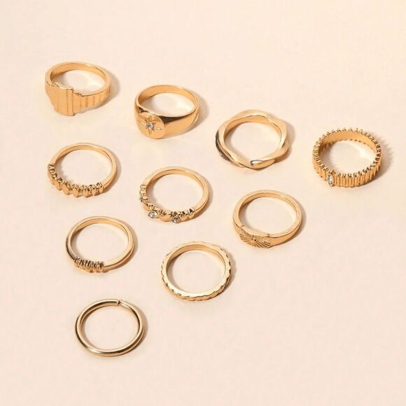 Elegant Gold Ring Set A1375 - Picture 2 of 3